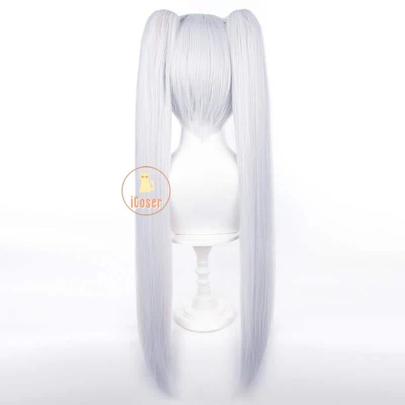 Wig Commision Perücken Styling Service Frieren Cosplay Wig Perücke Anime Frieren Beyond Journey's End Gray Blue Double Ponytail Long Hair Ears Earrings Damen 4 1076707695