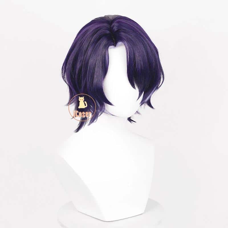 Wig Commision Perücken Styling Service Dr. Ratio Cosplay Wig Perücke Honkai Star Rail Dr. Veritas Ratio Purple Short Hair 33CM Intelligentsia Guild Damen Herren 3 1126987703