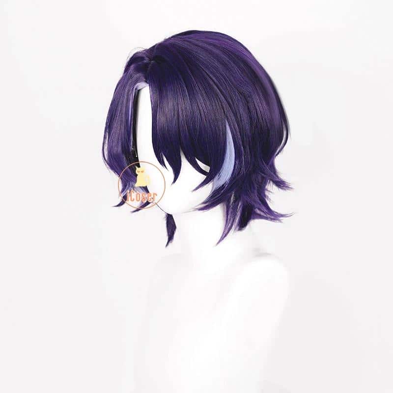Wig Commision Perücken Styling Service Dr. Ratio Cosplay Wig Perücke Honkai Star Rail Dr. Veritas Ratio Purple Short Hair 33CM Intelligentsia Guild Damen Herren 4 128428332