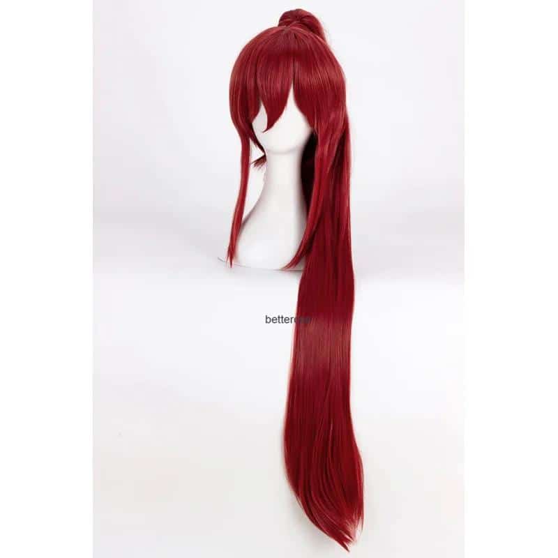 Wig Commision Perücken Styling Service Fairy Tail Erza Scarlet Cosplay Wigs 100cm Long Wine Red Heat Resistant Synthetic Haare Wig Wig Cap 3 14093575