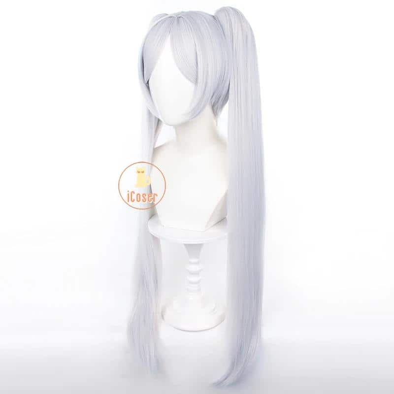 Wig Commision Perücken Styling Service Frieren Cosplay Wig Perücke Anime Frieren Beyond Journey's End Gray Blue Double Ponytail Long Hair Ears Earrings Damen 5 1784699116