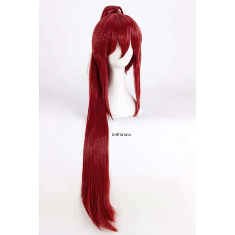 Wig Commision Perücken Styling Service Fairy Tail Erza Scarlet Cosplay Wigs 100cm Long Wine Red Heat Resistant Synthetic Haare Wig Wig Cap 2 805453347